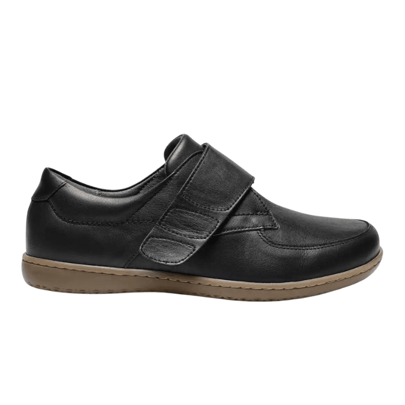 New Feet damesko med velcro - Sort læder