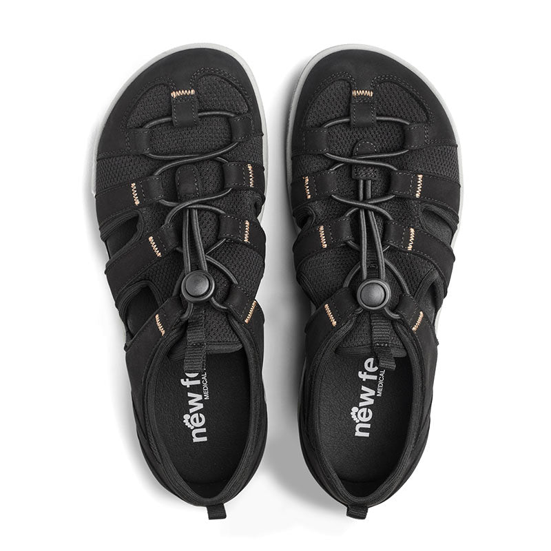 New Feet sporty damesandal - Sort - Seniorshop