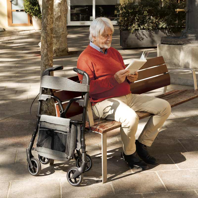 W4 rollator / indkøbsvogn - Grå - Seniorshop