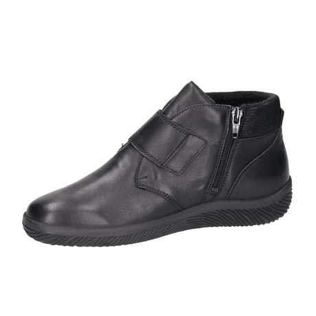 Schwarze Waldläufer Damen-Halbstiefelette aus Leder, seitlich mit deutlichem Reißverschluss