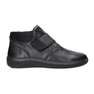 Schwarze Waldläufer Damen-Halbstiefelette aus Leder, seitlich mit sichtbarem Klettverschluss