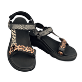Green Comfort sporty damesandal - Animal print