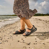 New Feet damesandal i skind - Sort - Seniorshop