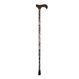 Stok med justerbar højde - Rød med blomster - Seniorshop