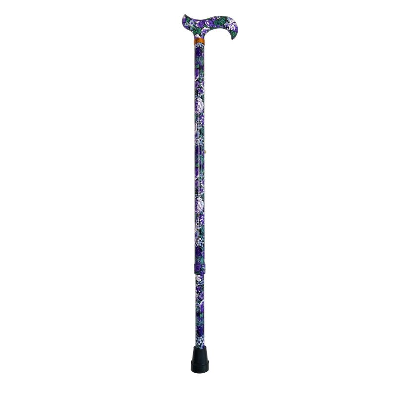 Stok med justerbar højde - Lilla blomster - Seniorshop