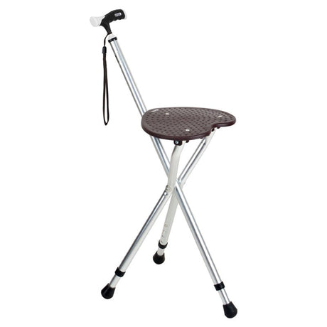 Stok med sæde og 3 regulerbare ben - Seniorshop