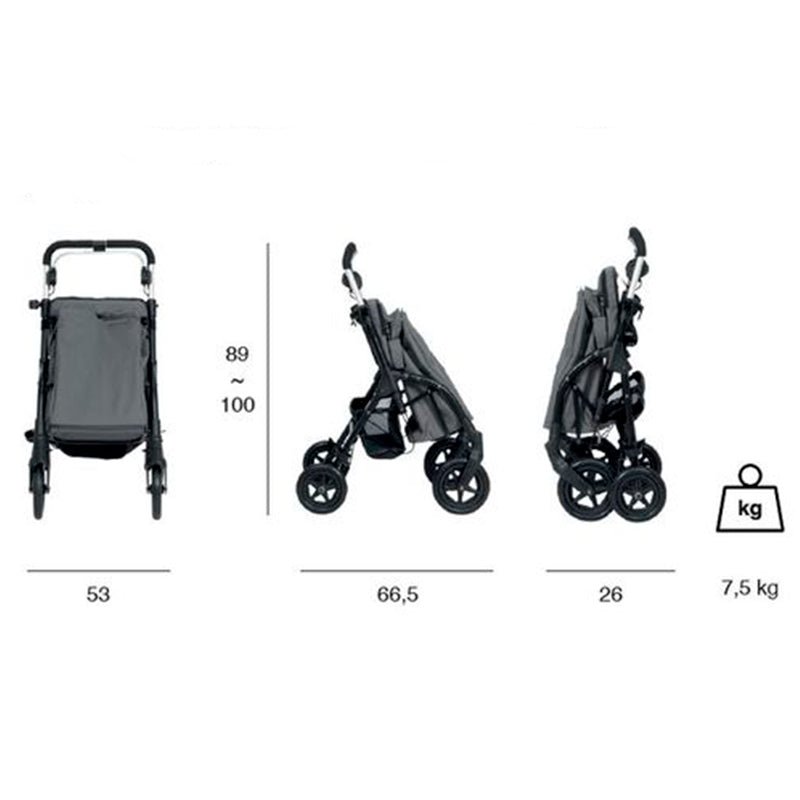 R05 indkøbsvogn med sæde - Grå - Seniorshop