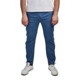 Jeans med lynlås i siden - Blå - Seniorshop